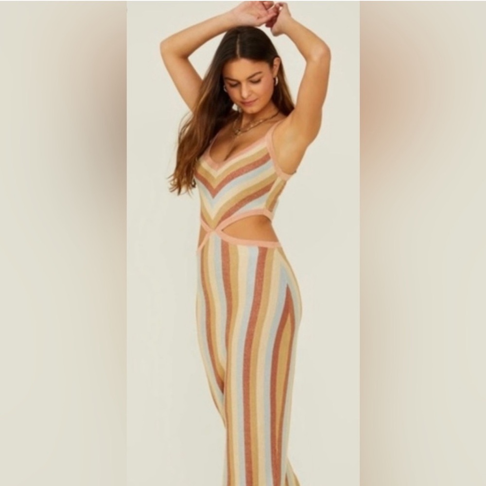 Altar'd State Pink and Tan Striped Top